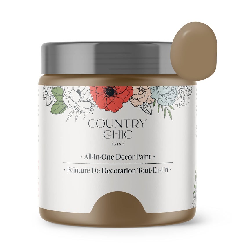 Country Chic Paint Country Chic All-in-One Chalk Paint for Furniture, Cabinets, Home Decor, Eco-Friendly, Matte Finish, Built-In Primer & Top Coat for Wood, Metal - Driftwood (Brown) - 4 oz (118 ml) - Image 1